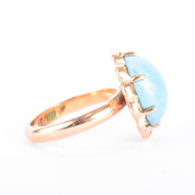 18K Gold Turquoise Cabochon Statement Ring
