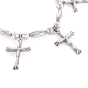 Sterling Silver & Turquoise Squash Blossom Cross Necklace, 24in
