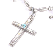 Sterling Silver & Turquoise Squash Blossom Cross Necklace, 24in