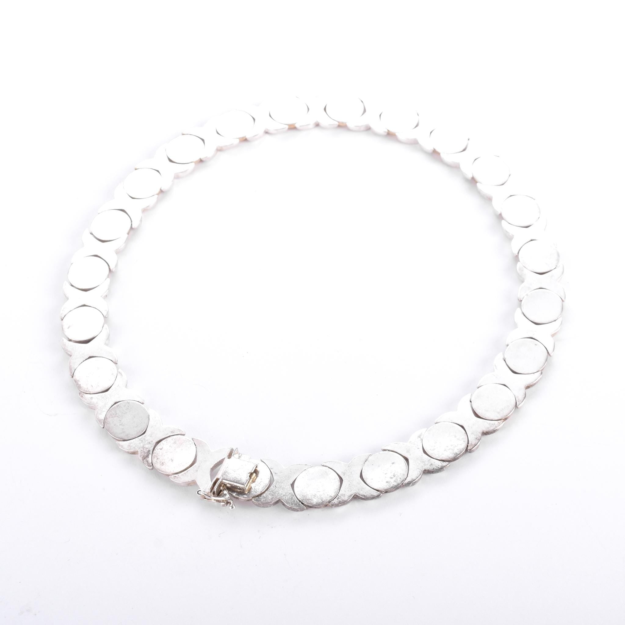 Sterling Silver & Gold Vermeil Italian "Hugs and Kisses" Collar Necklace