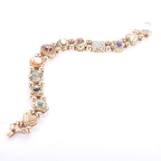 10K Gold Multi-Gemstone Slide Charm Bracelet