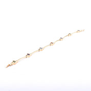 14K Gold Multi-Gemstone Station Link Bracelet