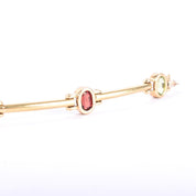 14K Gold Multi-Gemstone Station Link Bracelet