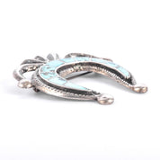Sterling Silver & Turquoise Sandcast Navajo Naja Brooch