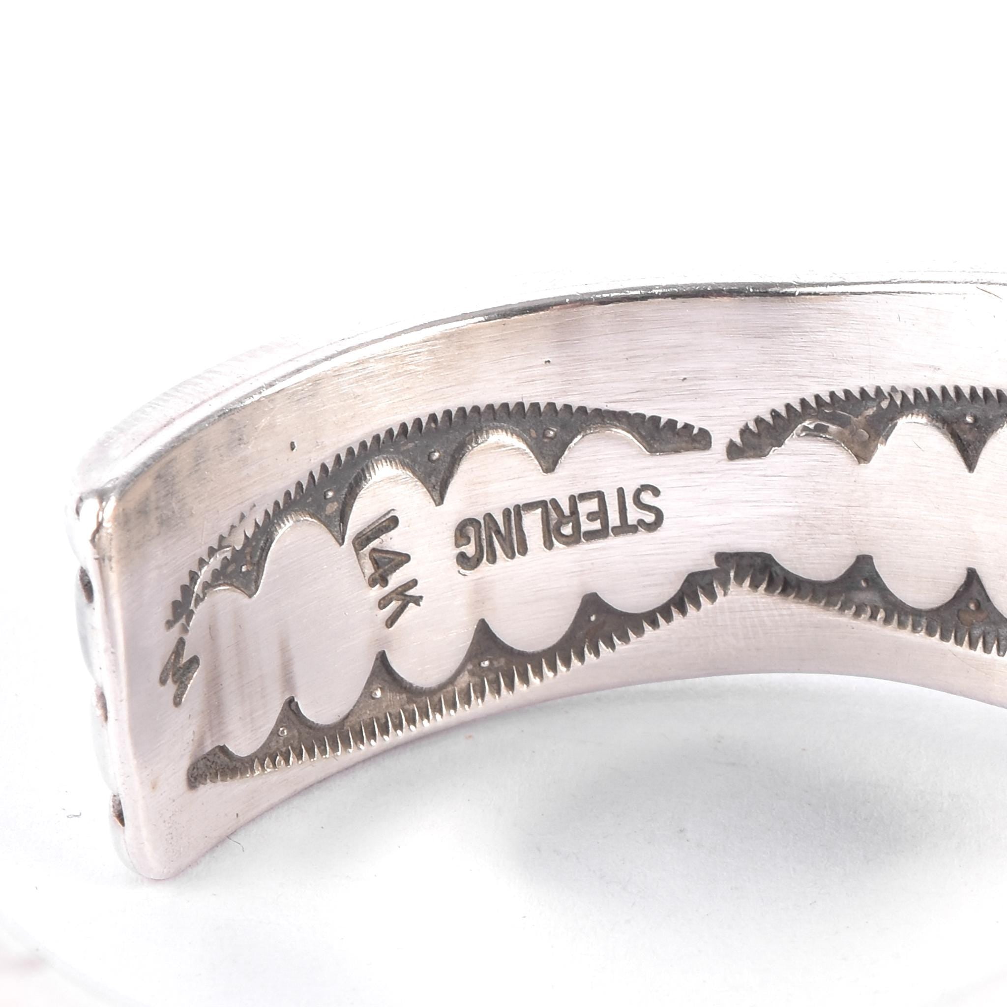 Navajo Orville Tsinnie Sterling Silver & 14K Gold Lapis Lazuli Cuff Bracelet