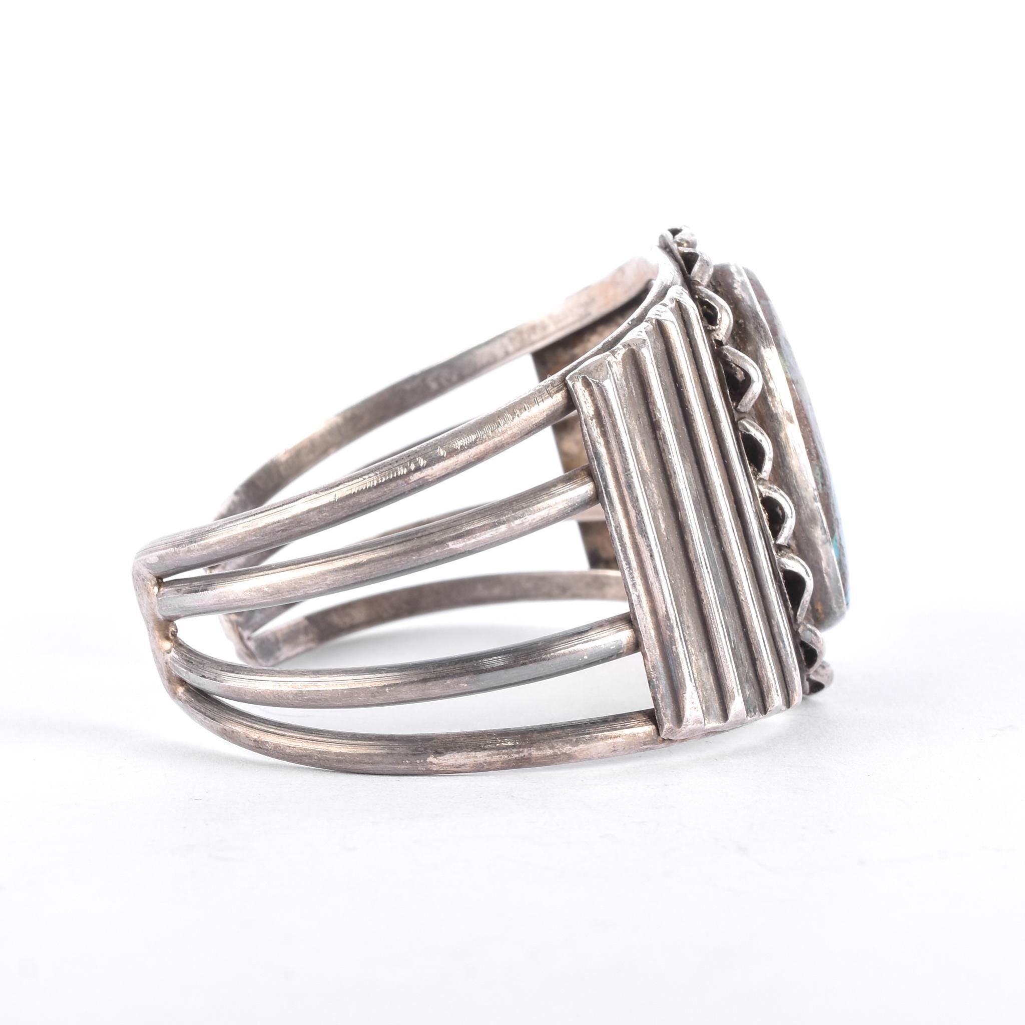 Sterling Silver & Natural Turquoise Navajo Cuff Bracelet,