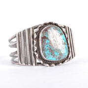 Sterling Silver & Natural Turquoise Navajo Cuff Bracelet,