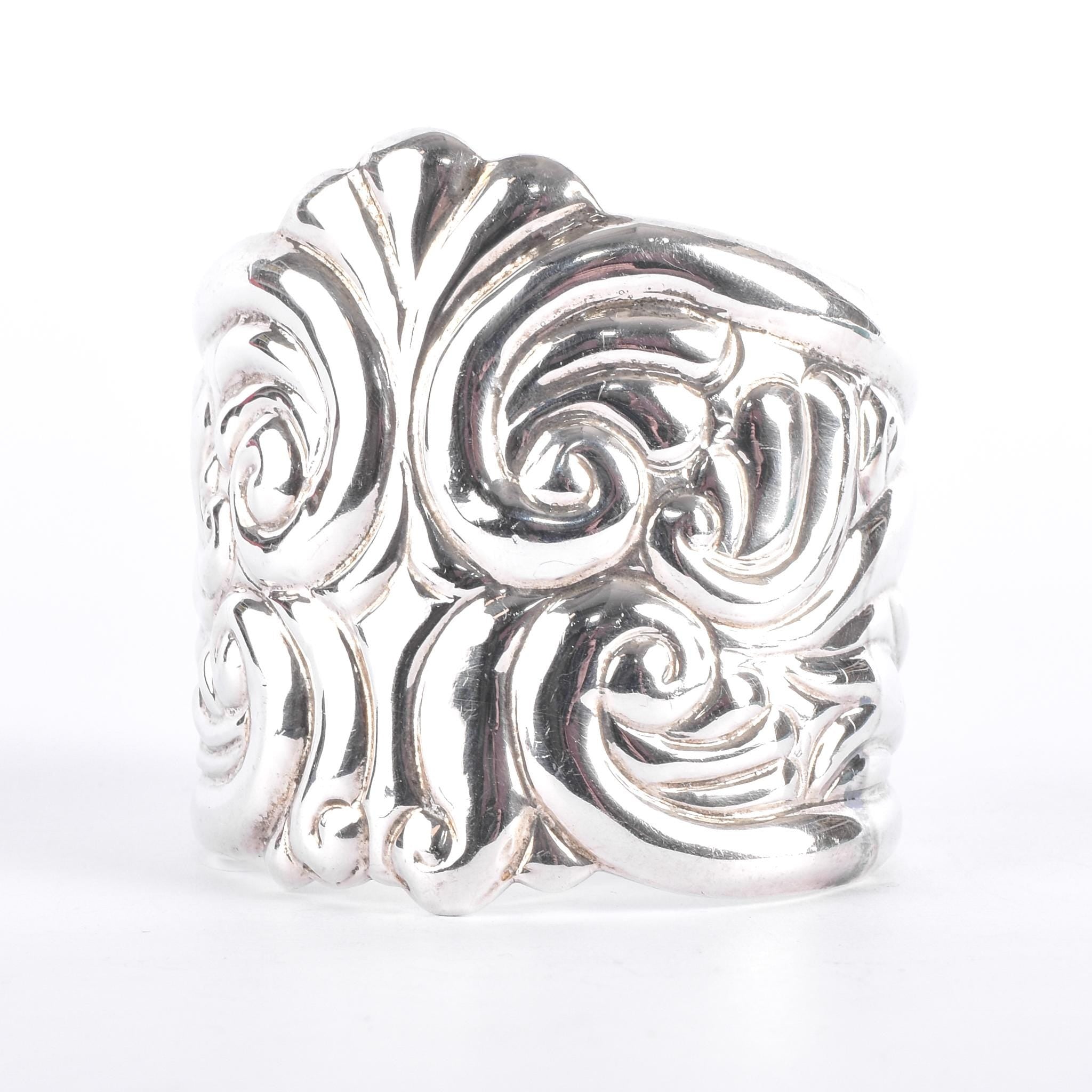 Taxco Sterling Silver Swirl Modernist Cuff Bracelet