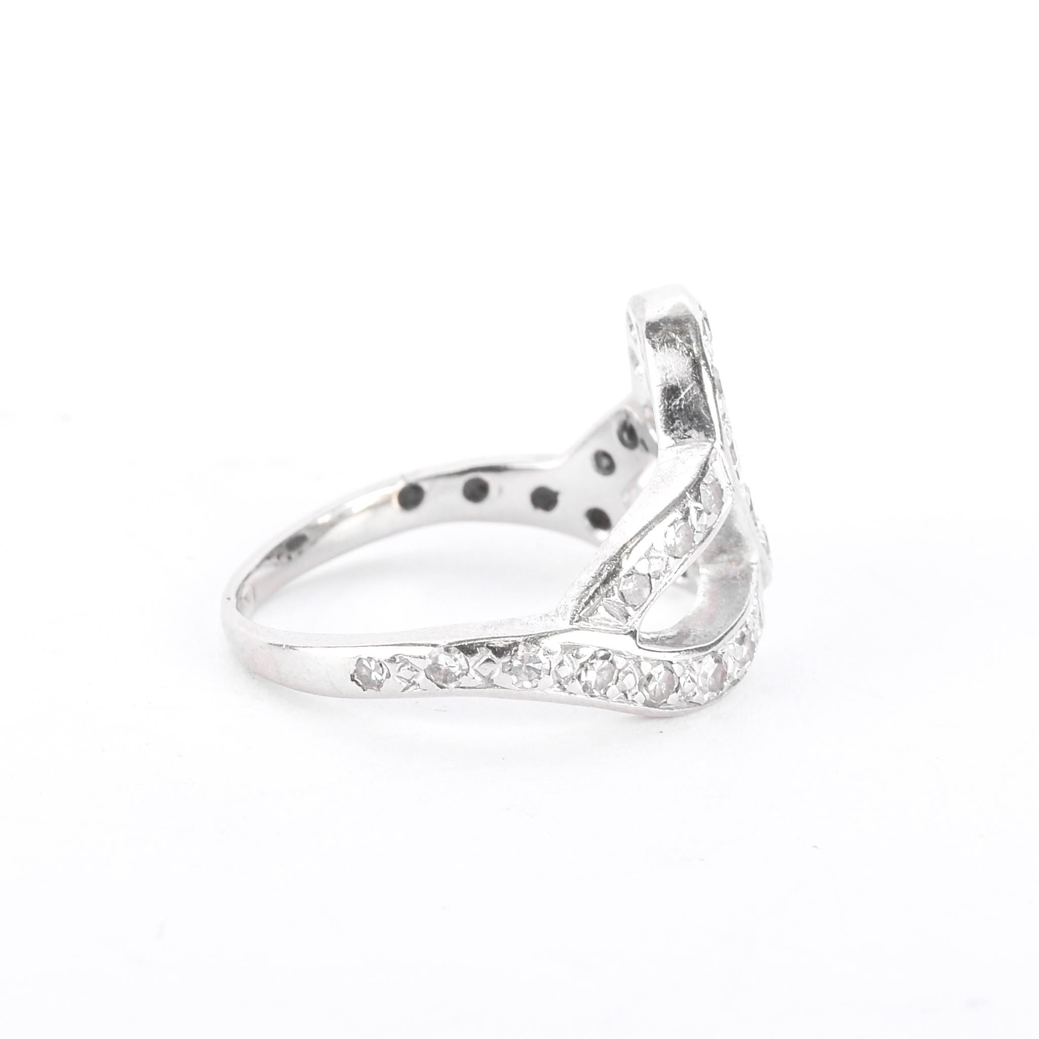 14K White Gold Pavé Diamond Loop Knot Ring