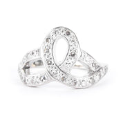 14K White Gold Pavé Diamond Loop Knot Ring