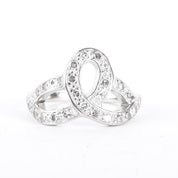 14K White Gold Pavé Diamond Loop Knot Ring