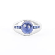 Platinum and Synthetic Sapphire Cabochon Ring