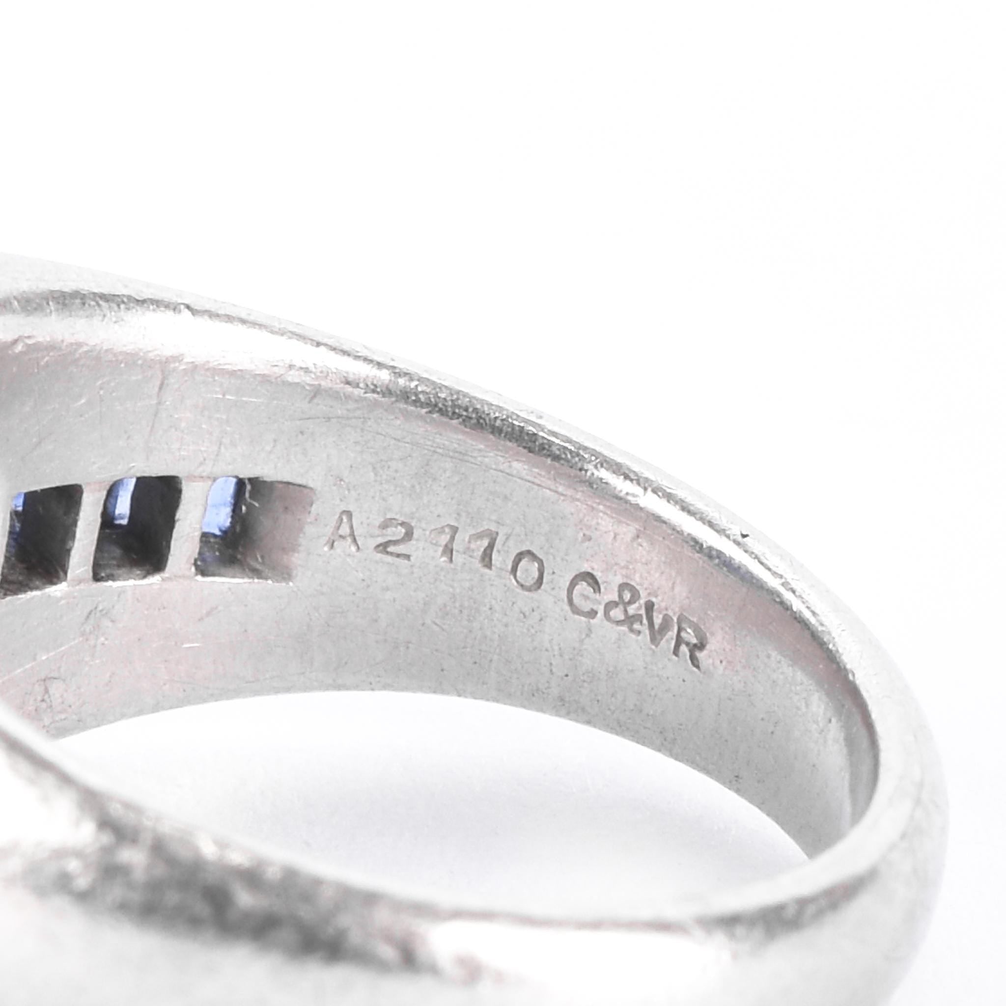 Platinum and Synthetic Sapphire Cabochon Ring