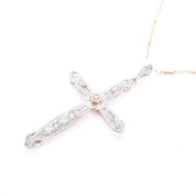 Art Deco Platinum, 18K Gold, & Diamond Cross Pendant
