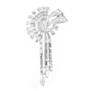 Platinum 3.70 TCW Natural Diamond Art Deco Ribbon Spray Pendant/Brooch