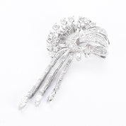 Platinum 3.70 TCW Natural Diamond Art Deco Ribbon Spray Pendant/Brooch