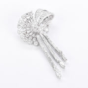 Platinum 3.70 TCW Natural Diamond Art Deco Ribbon Spray Pendant/Brooch