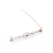 F. W. Lawrence Platinum & 10K Gold Natural Diamond and Sapphire Bar Brooch