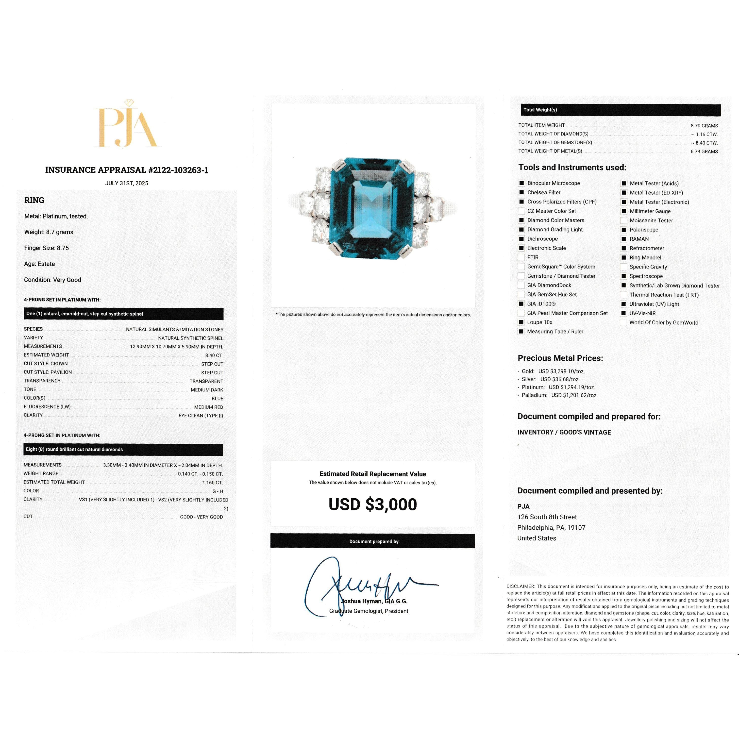 Platinum Natural Diamond & Spinel Cocktail Ring