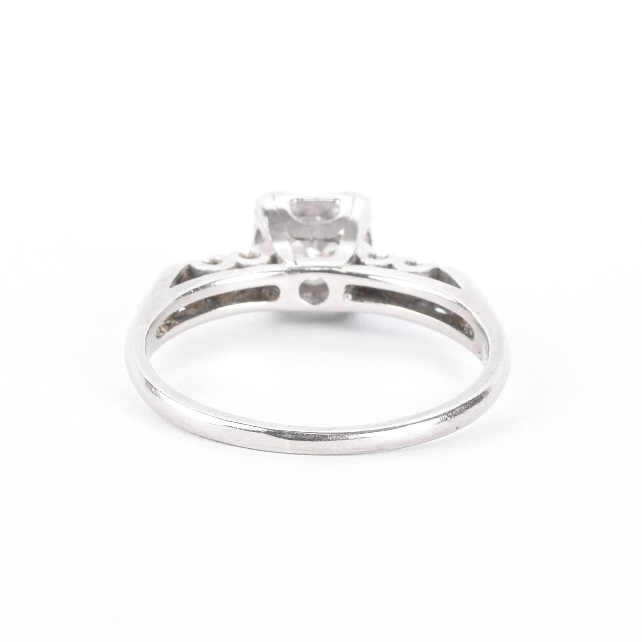 Mid-Century 14K White Gold and Natural Diamond Engagement Ring