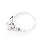 Mid-Century 14K White Gold and Natural Diamond Engagement Ring