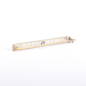 14K White Gold & Blue Spinel Art Deco Filigree Bar Pin