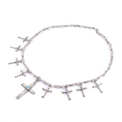 Sterling Silver & Turquoise Squash Blossom Cross Necklace, 24in