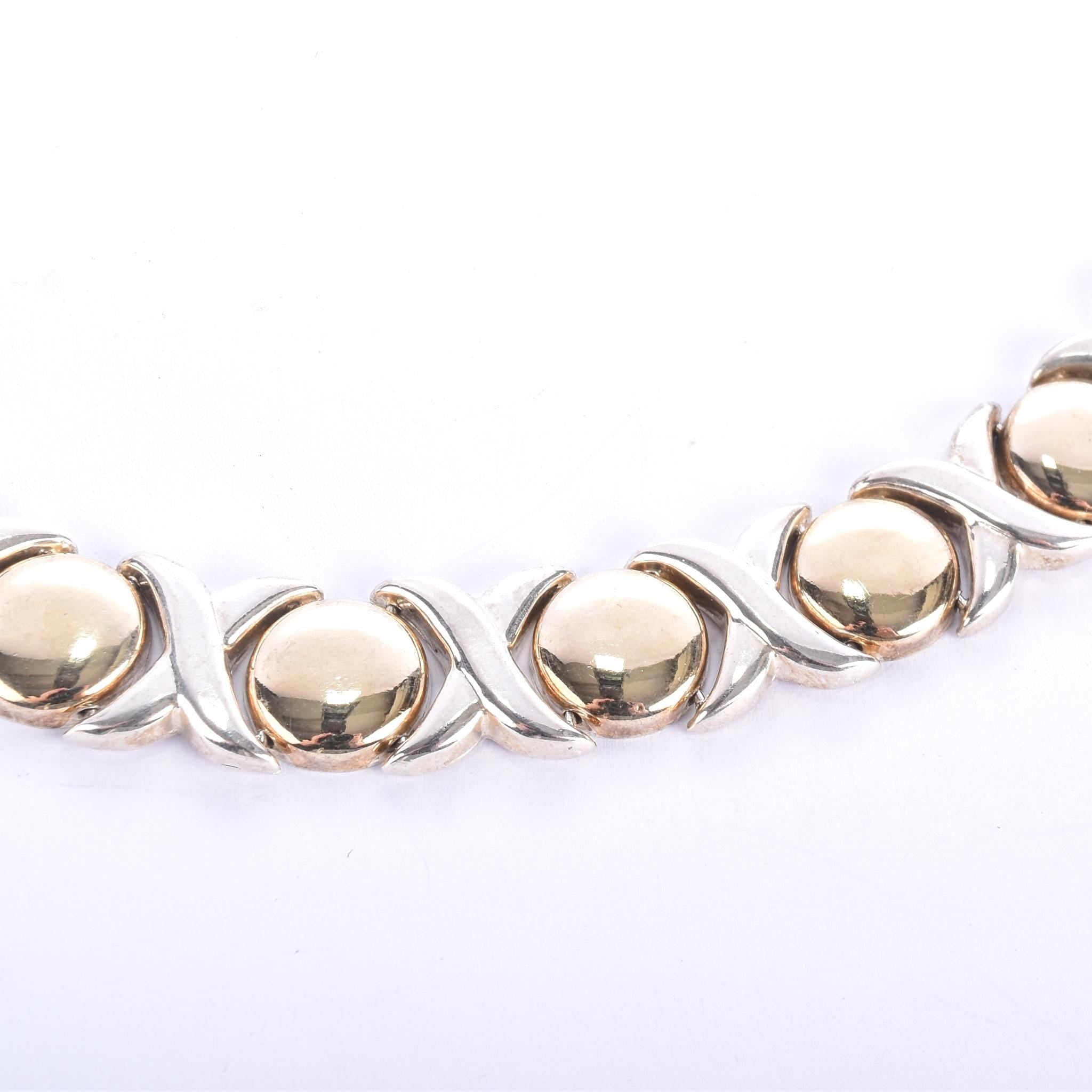 Sterling Silver & Gold Vermeil Italian "Hugs and Kisses" Collar Necklace