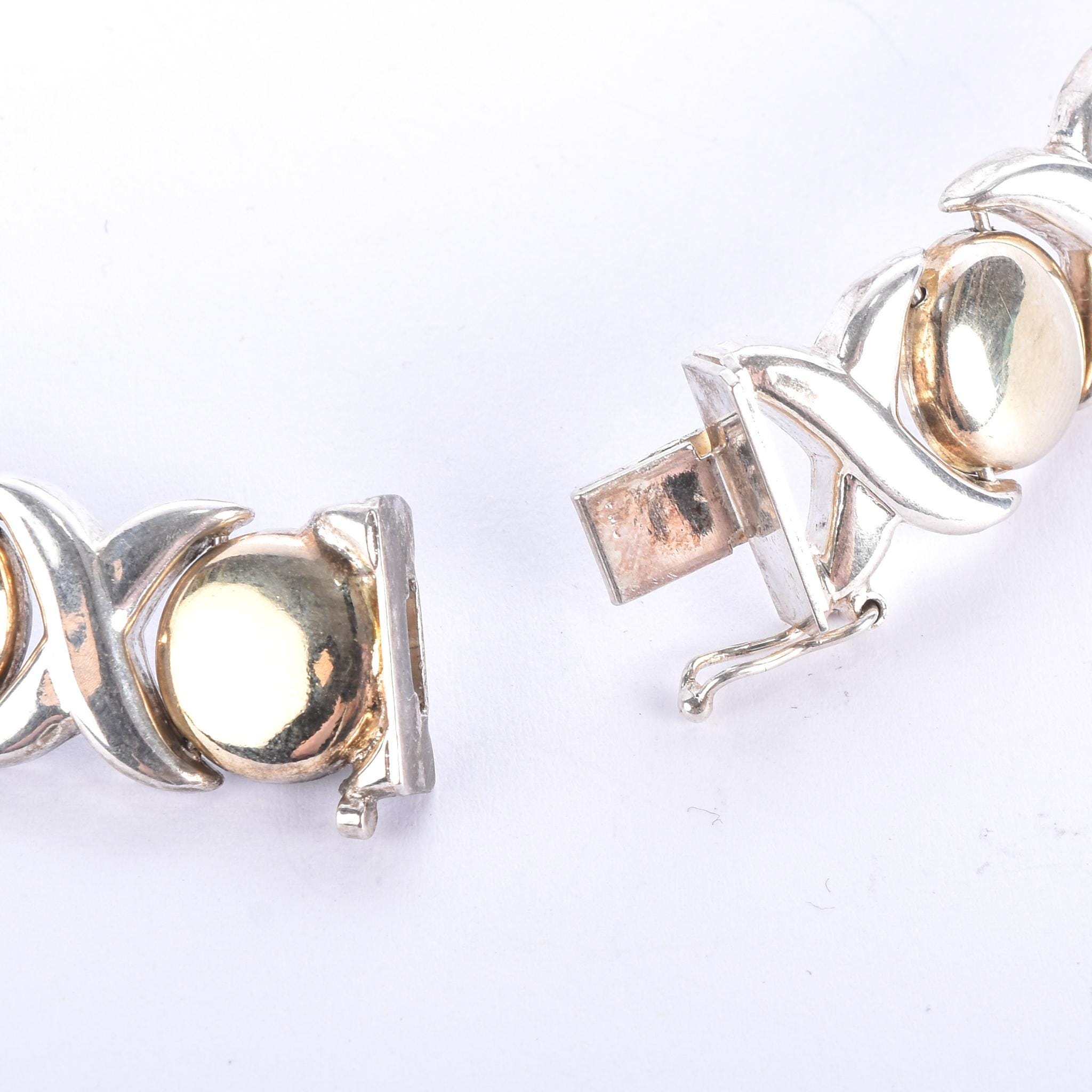 Sterling Silver & Gold Vermeil Italian "Hugs and Kisses" Collar Necklace