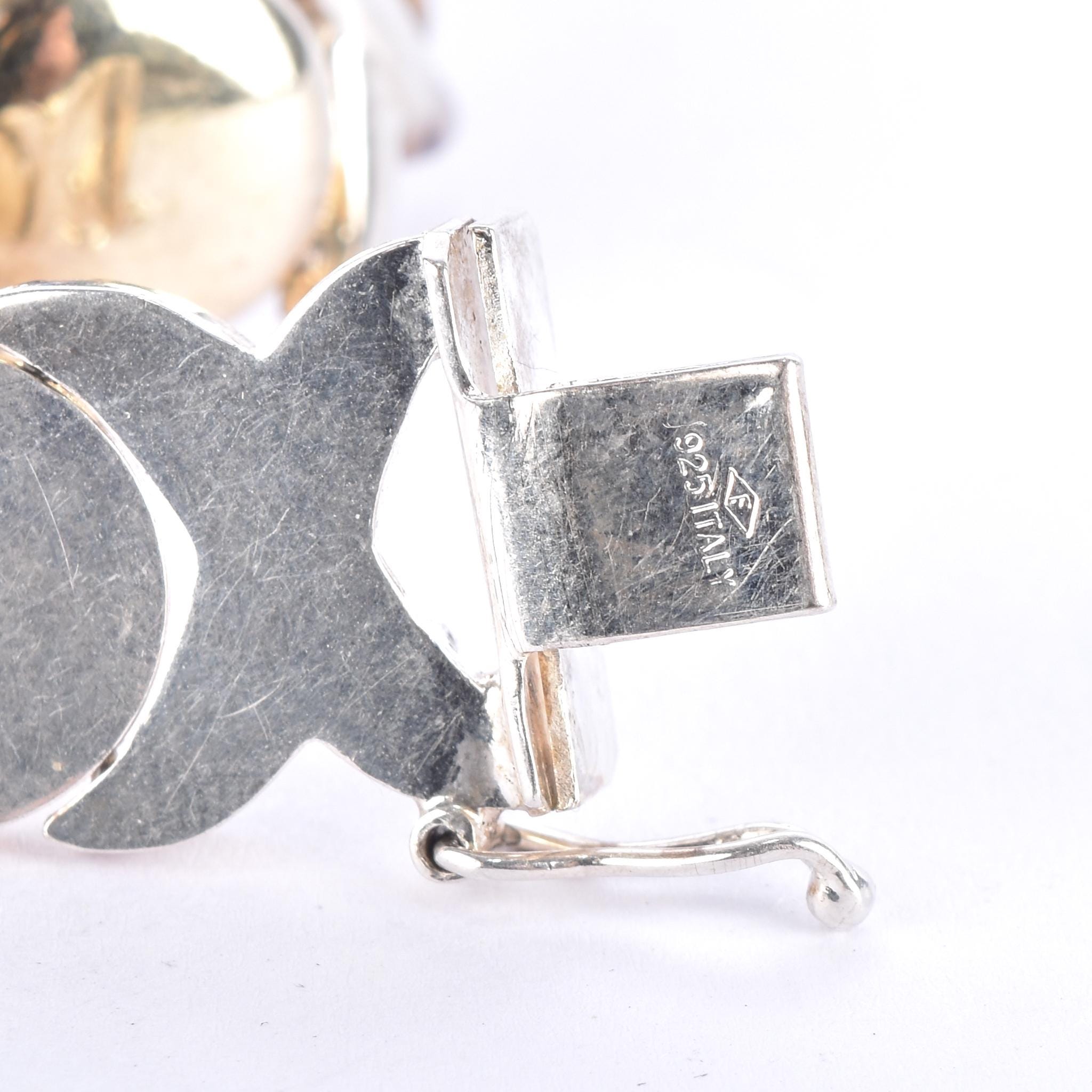 Sterling Silver & Gold Vermeil Italian "Hugs and Kisses" Collar Necklace