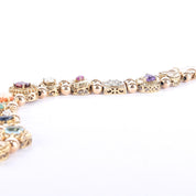 10K Gold Multi-Gemstone Slide Charm Bracelet