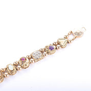 10K Gold Multi-Gemstone Slide Charm Bracelet