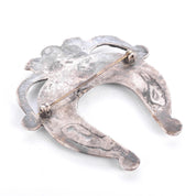 Sterling Silver & Turquoise Sandcast Navajo Naja Brooch