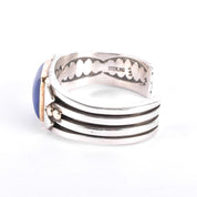 Navajo Orville Tsinnie Sterling Silver & 14K Gold Lapis Lazuli Cuff Bracelet