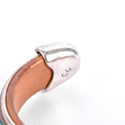 Charlie Favour Sterling Silver, Turquoise, & Spiny Oyster Leather-Lined Cuff