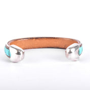 Charlie Favour Sterling Silver, Turquoise, & Spiny Oyster Leather-Lined Cuff