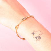 14K Gold Multi-Gemstone Station Link Bracelet