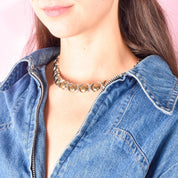 Sterling Silver & Gold Vermeil Italian "Hugs and Kisses" Collar Necklace