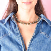 Sterling Silver & Gold Vermeil Italian "Hugs and Kisses" Collar Necklace