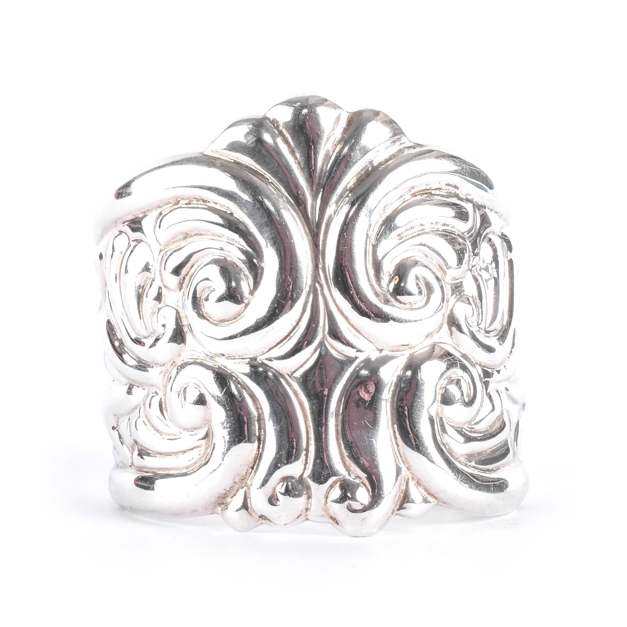 Taxco Sterling Silver Swirl Modernist Cuff Bracelet