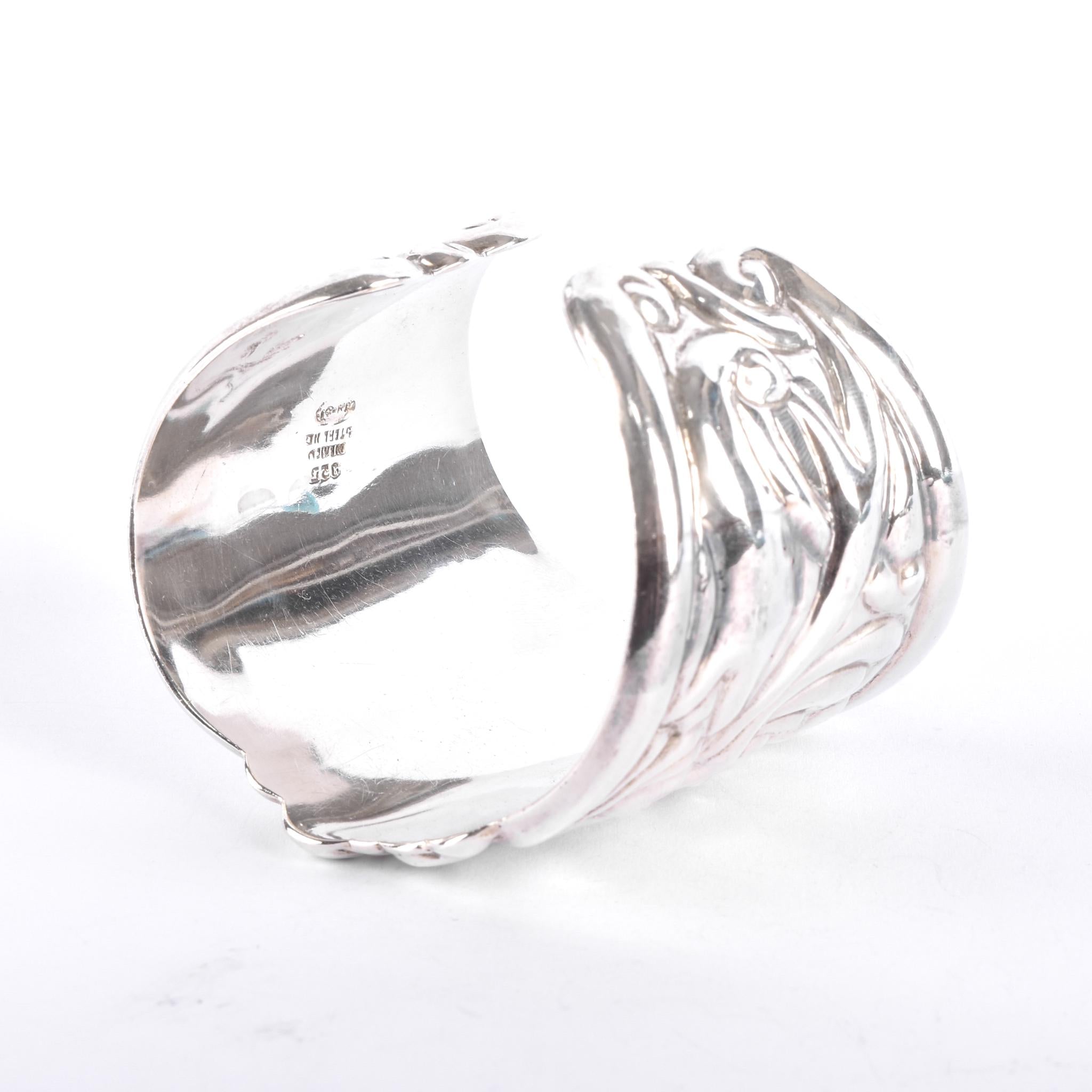 Taxco Sterling Silver Swirl Modernist Cuff Bracelet
