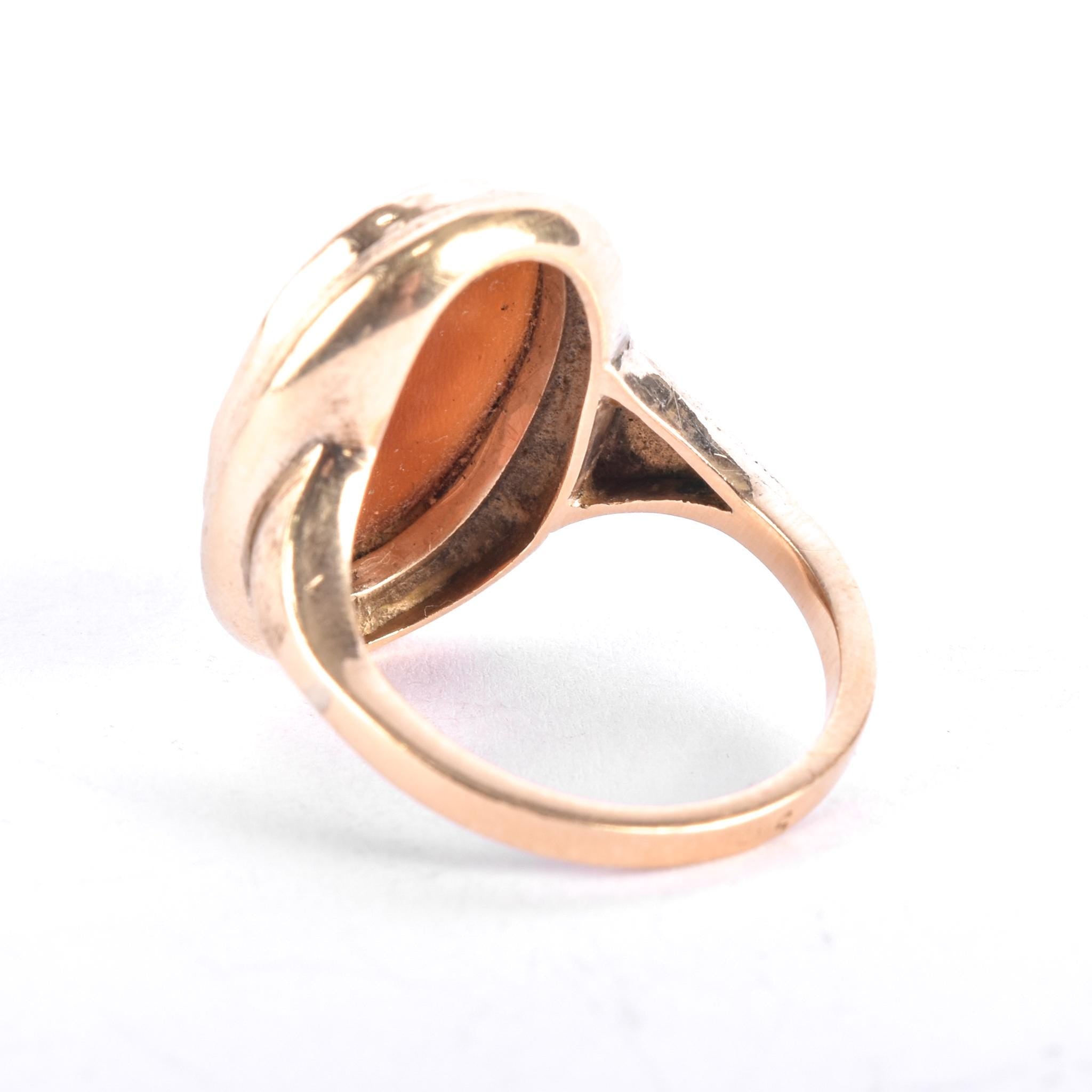 14K Gold Dancing Woman Carved Shell Cameo Ring