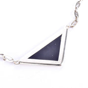 Sterling Silver Taxco Geometric Onyx, Malachite, & Tiger's Eye Inlay Necklace