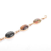 14K Gold Carved Multi-Gemstone Scarab Bracelet