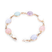 14K Gold Pastel Multi-Gemstone Scarab Bracelet