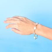 14K Gold Pastel Multi-Gemstone Scarab Bracelet