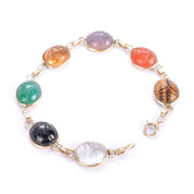 1960s Admark 14K Gold Multi Gemstone Scarab Bracelet