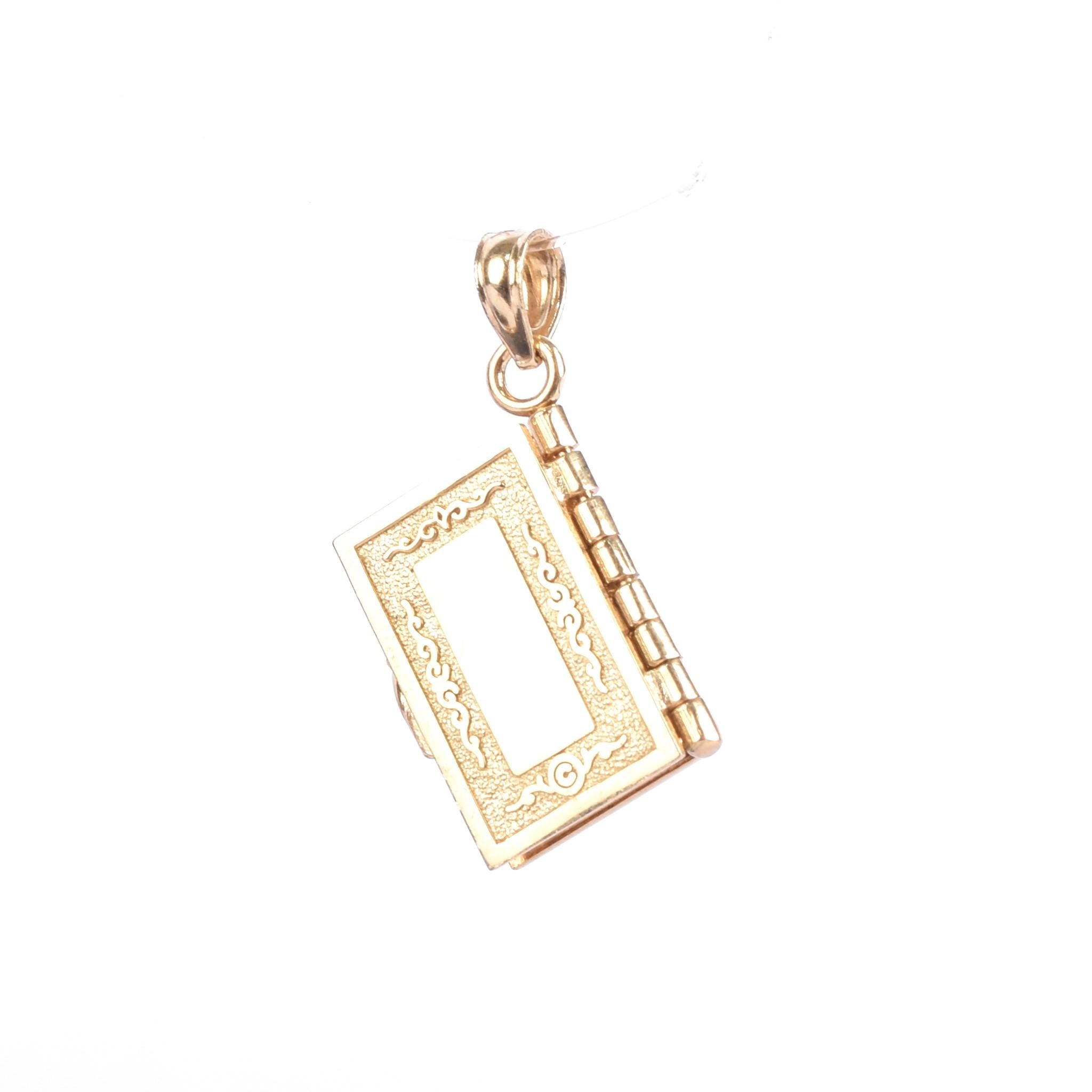 14K Gold Holy Bible Lord's Prayer Pendant