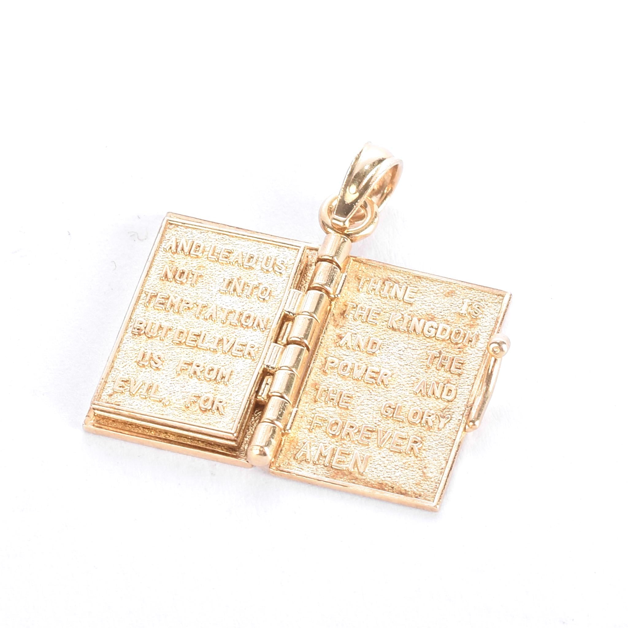 14K Gold Holy Bible Lord's Prayer Pendant