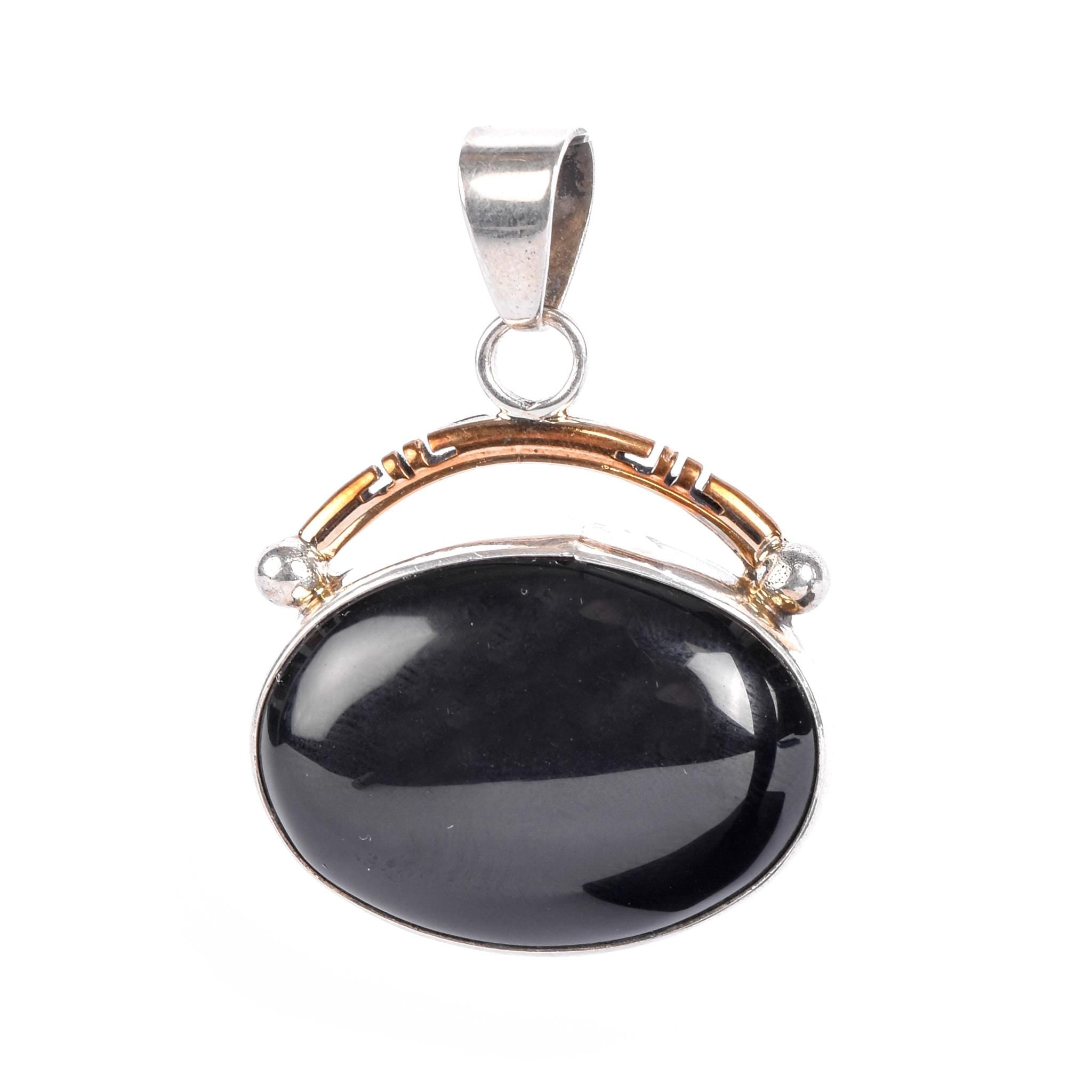 Sterling Silver & 12K Gold-Fill Navajo Bobby Johnson Onyx Pendant
